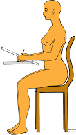 Healthy back posture on a regular chair with an S-shaped curved back