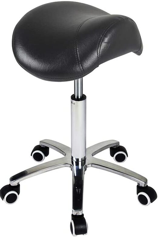 Antlu Saddle Stool Rolling Chair for Medical Massage Salon Kitchen Spa Drafting, Adjustable Hydraulic Stool with Wheels (Without Backrest, Black)