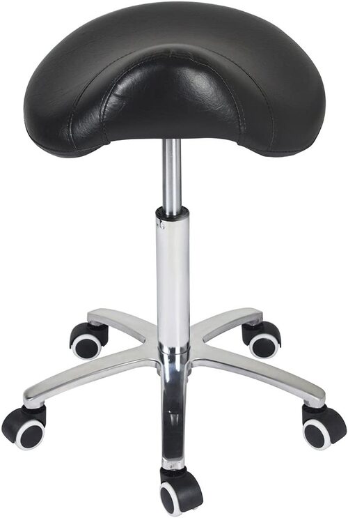 Antlu Saddle Stool Rolling Chair for Medical Massage Salon Kitchen Spa Drafting,Adjustable Hydraulic Stool with Wheels (Without Backrest, Black)