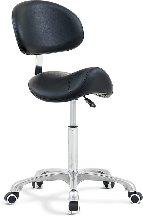 Antlu Saddle Stool Chair with Back Ergonomic Rolling Esthetician Seat for Salon Tattoo Shop Spa Home Dentist Clinic