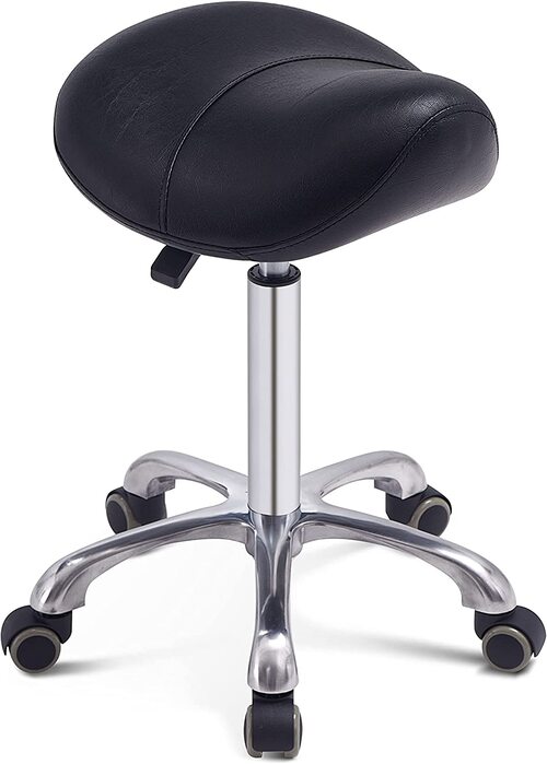 Grace&Grace Professional Saddle Stool with Wheels, Hydraulic Ergonomic Saddle Chair with Heavy Duty Metal Base for Clinic Dentist Spa Massage Salons Studio