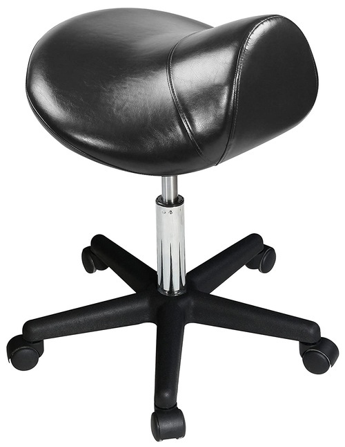 Master Massage Equipment Ergonomic Saddle Rolling Stool in Black for Clinic, Spas, Salons, Debtists, Classrooms, Home, Office