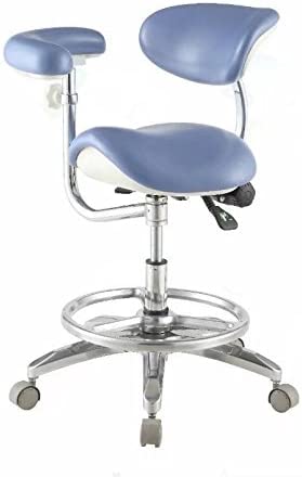 Lab Saddle Chair with Armrest and Footrest Medical Saddle Stool PU Leather High Density Height Adjust