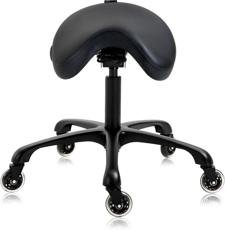 Premium Multifunctional Ergonomic Saddle Hygienic Clinic Spa Massage Rolling Swivel Stool Chair 507 INOA (Black, Standard)